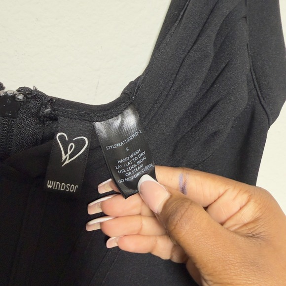 Windsor Women Corset Maxi Formal Dress‎ Small Black Babydoll High Slit Cocktail - Picture 5 of 11